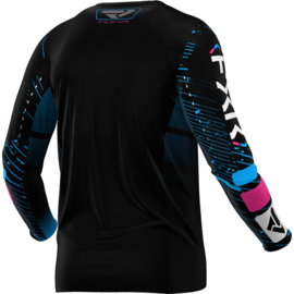 FXR Podium Jersey Black Cyan Pink 2025