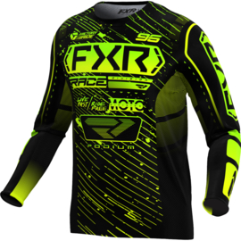 FXR Podium Jersey Black HiVis Lime 2025