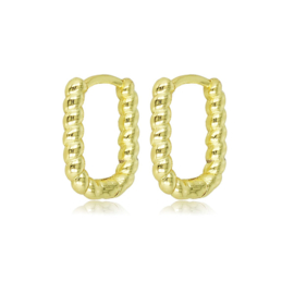 Basis gouden ovale oorbellen met bolletjes 1,4 x 2,5 mm