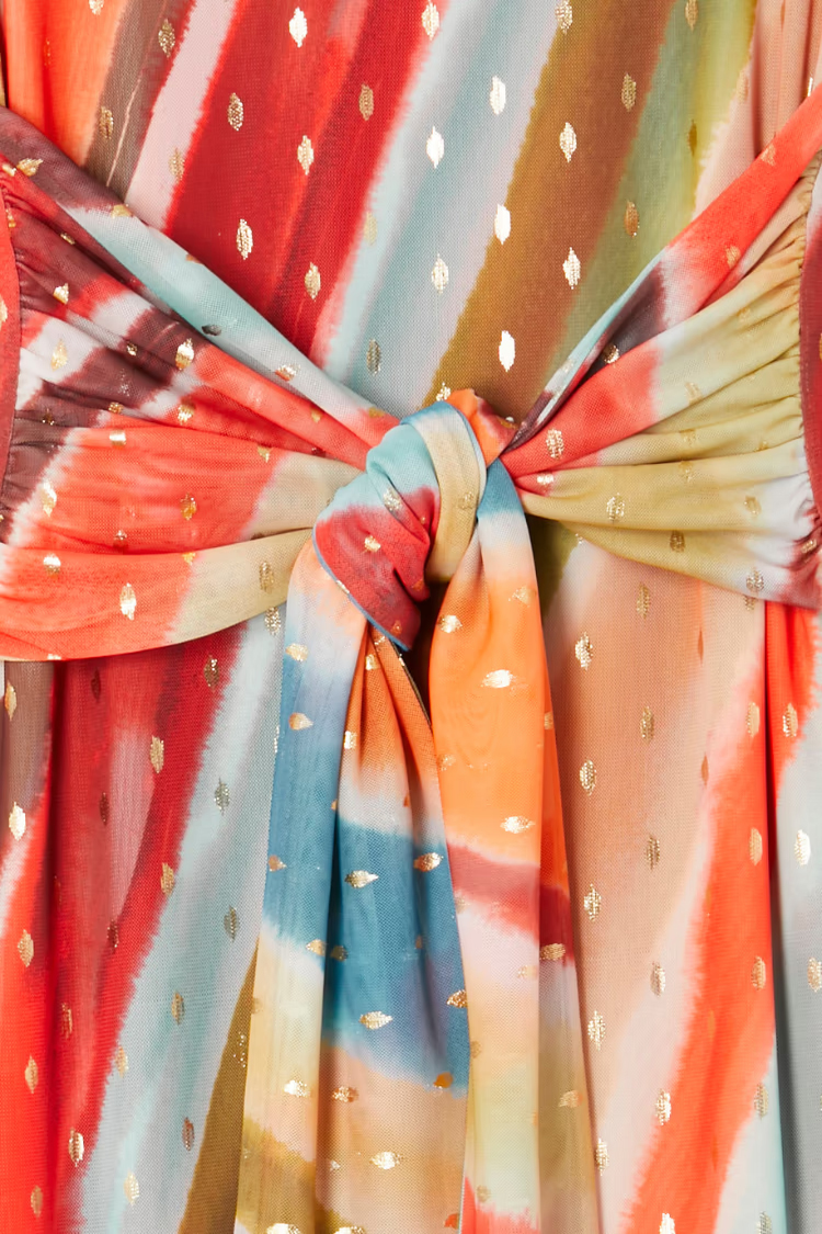 Sunset Stripe Mesh Midi Dress NFD