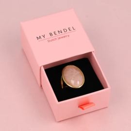 Gouden statement ring - Rose Quartz edelsteen