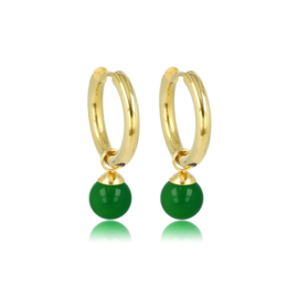 Gouden oorbellen Green Agate edelsteen