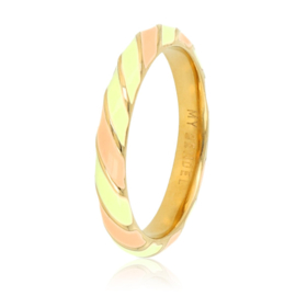 Gouden ring met oranje en groen epoxy