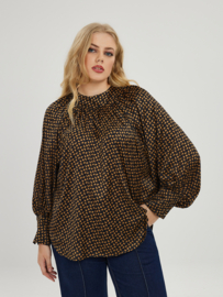 Blouse Caramel Square Dot