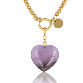 Ketting met Amethyst hart