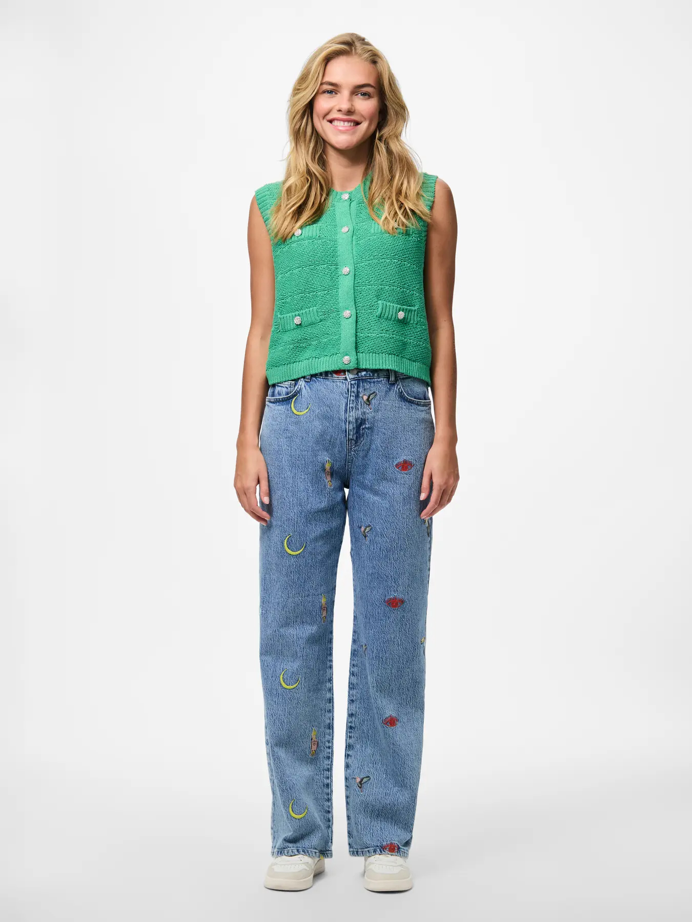 Straight jeans met borduur Jidi