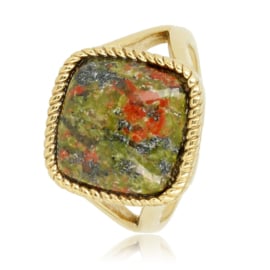 Zegelring met Unakite multi edelsteen