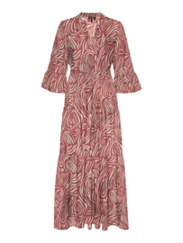 Maxi jurk Vera brown leaves