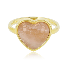 Hartenring met Rose Quartz