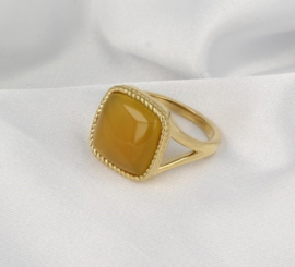 Zegelring met natuursteen in Yellow Agate