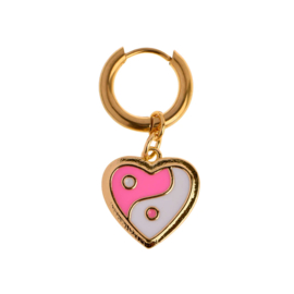 Yin Yang heart Pink Earring