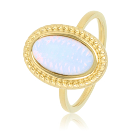Vintage look ring met Witte Quartz