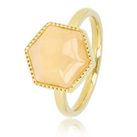 Zeshoekige ring met Rose Quartz