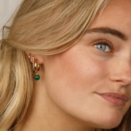 Gouden oorbellen Green Agate edelsteen