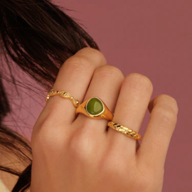 Gouden Ring met Organische Vorm - Peridot