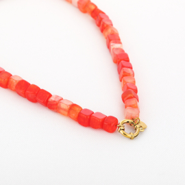 Ketting colorful beads orange
