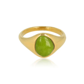 Gouden Ring met Organische Vorm - Peridot
