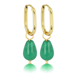 Gouden oorbellen Chrysoprase edelsteen