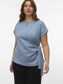 Faux suede top Bella in blauw