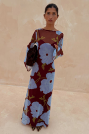 Burgundy/blue Poppy Aria Mesh dress NFD