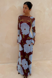 Burgundy/blue Poppy Aria Mesh dress NFD