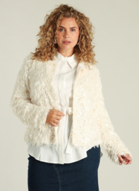 Fluffy jasje met pailletten Geri