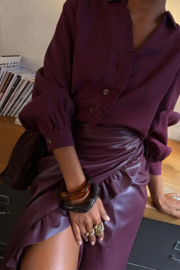Jaspre Skirt Vegan leather Bordeaux Ruffle NFD