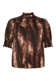 Blouse brown leaves