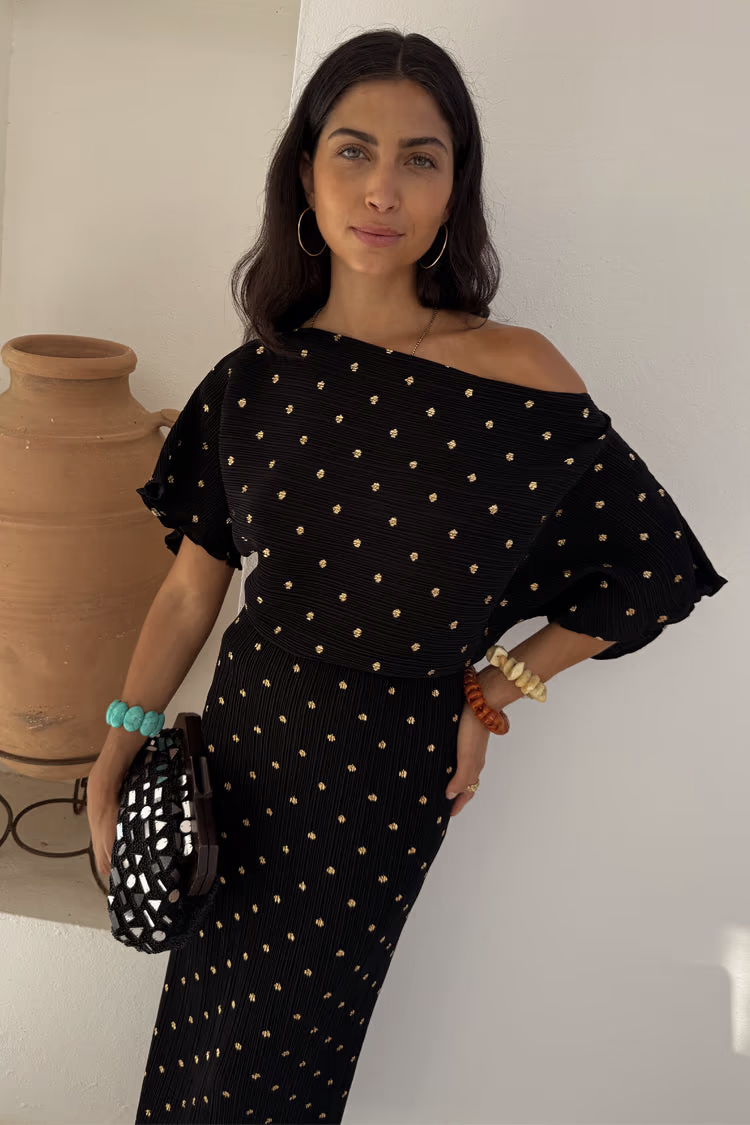 Black Tilly Plisse dress NFD