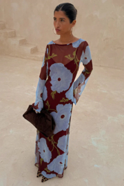 Burgundy/blue Poppy Aria Mesh dress NFD