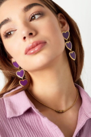 Oorbel triple love gold