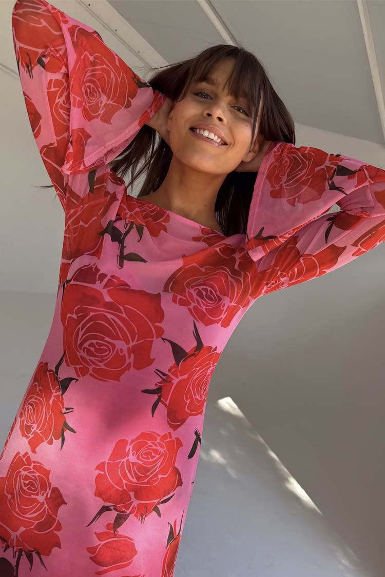 Pink Rosa Aria Mesh dress NFD