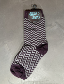 Socks Glitter Striped - Purple Grey