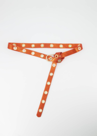 Metallic leren riem met nestelgaten