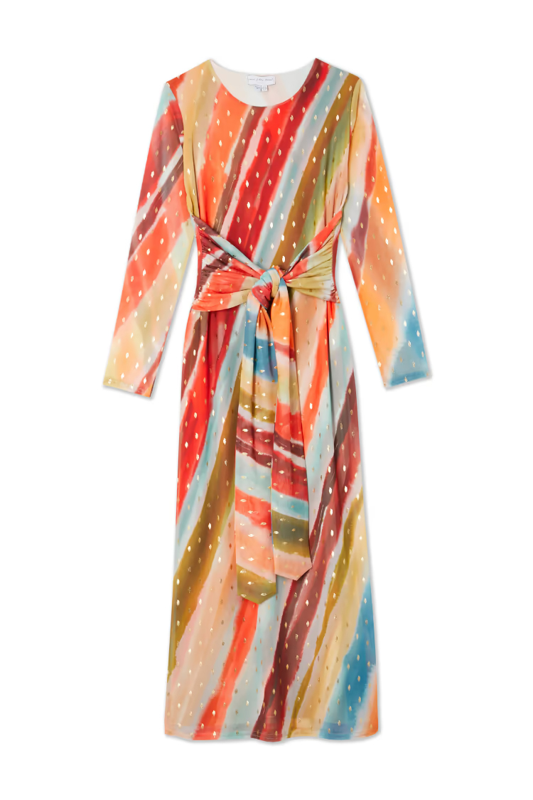 Sunset Stripe Mesh Midi Dress NFD