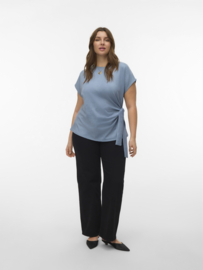 Faux suede top Bella in blauw