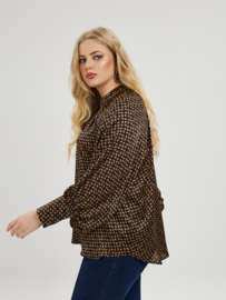 Blouse Caramel Square Dot