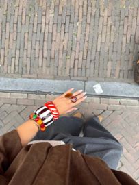 The Coral Red Striped Bangle