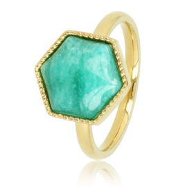 Zeshoekige ring met Amazonite