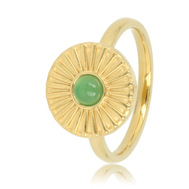 Ring met zonnetje in Green Agaat