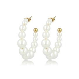 Witte parel oorringen 30 mm