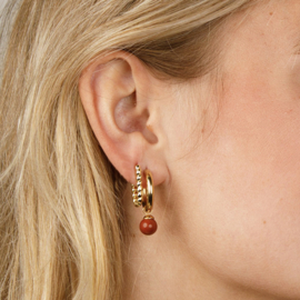 Basis gouden ovale oorbellen met bolletjes 1,4 x 2,5 mm
