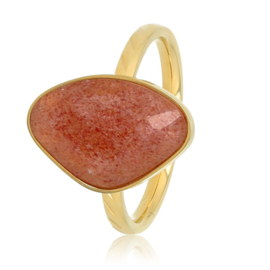 Gestreepte ring met Berry Quartz