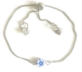 Armband zilver blue flower