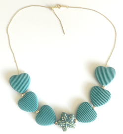Ketting gold blue heart