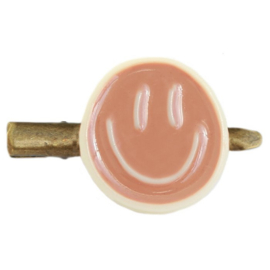 Haarclip smiley brown
