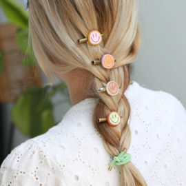 Haarclip smiley brown