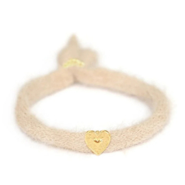 Fluffy armband beige/goud kleurig