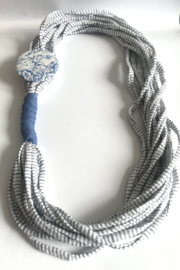 Happy necklace grey, white & blue