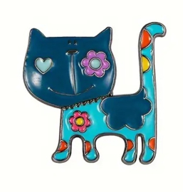 Broche flower power cat